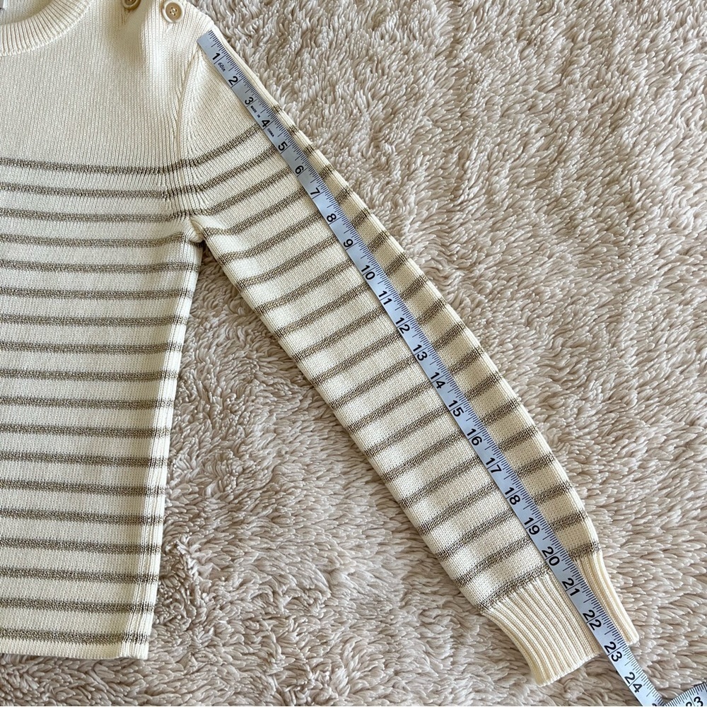 SAINT LAURENT Striped Sweater - Ivory / Gold Metallic - Size Small - Picture 9 of 11